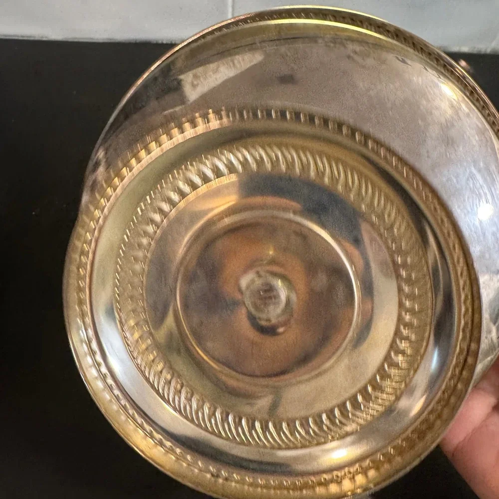 Vintage Pedestal Compote Bowl Home 10in Silver Ornate Reticulated Pierced Edge